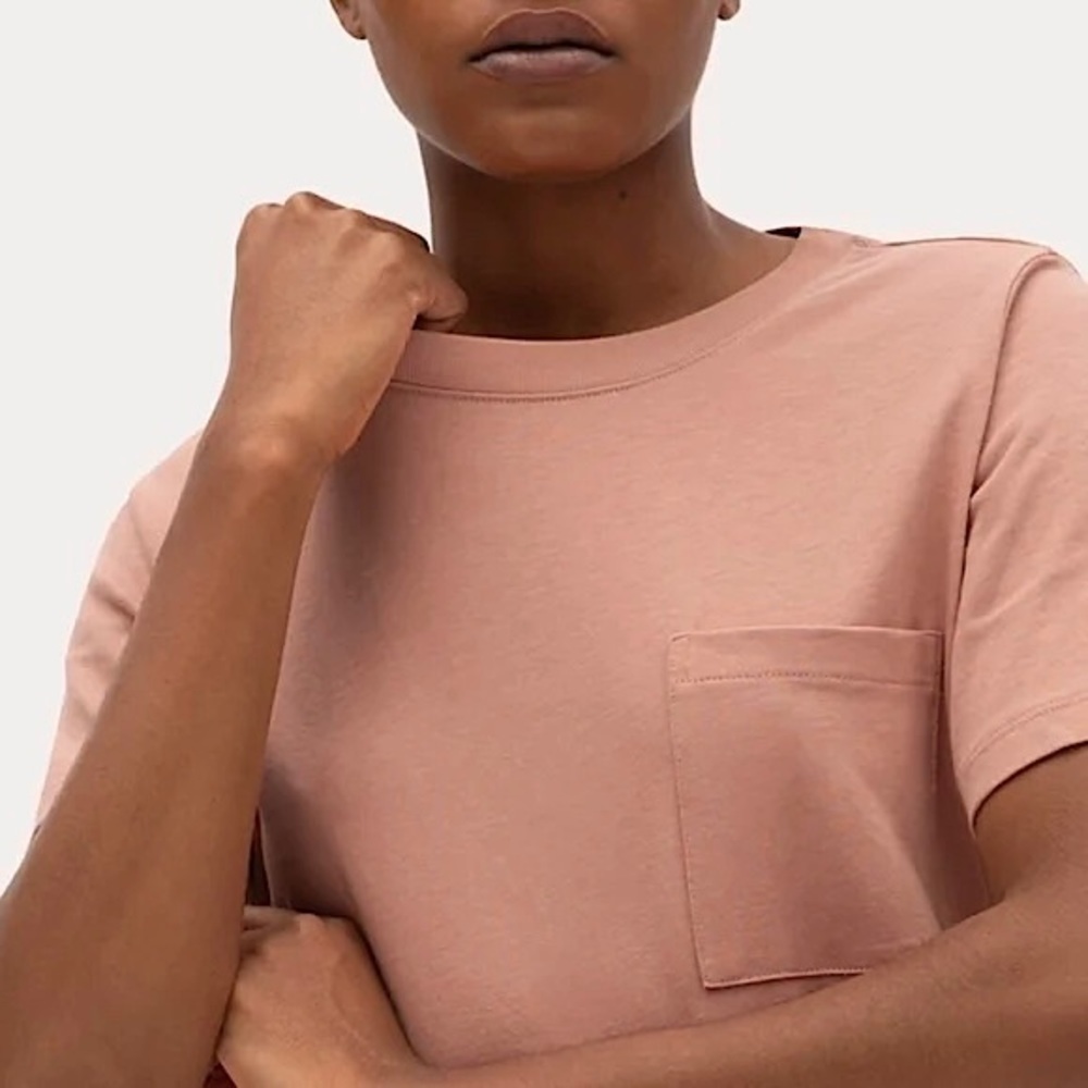 EVERLANE Dusty Rose Short Sleeve Crew Neck Relaxed Cotton Pocket T-Shirt Dress S - Picture 4 of 6